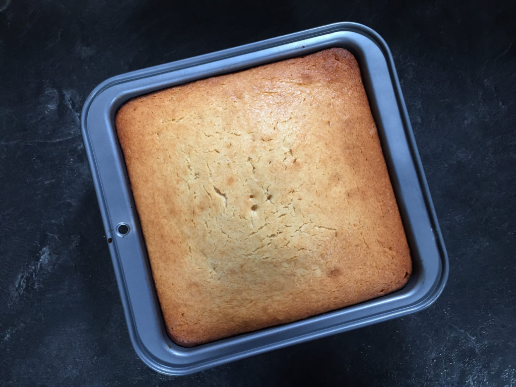 Baked pineapple upside down cake straight from the oven