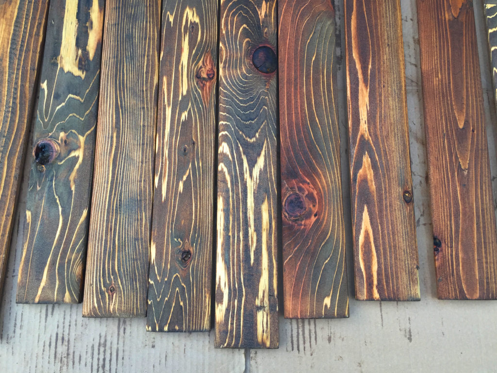 stained vertical boards