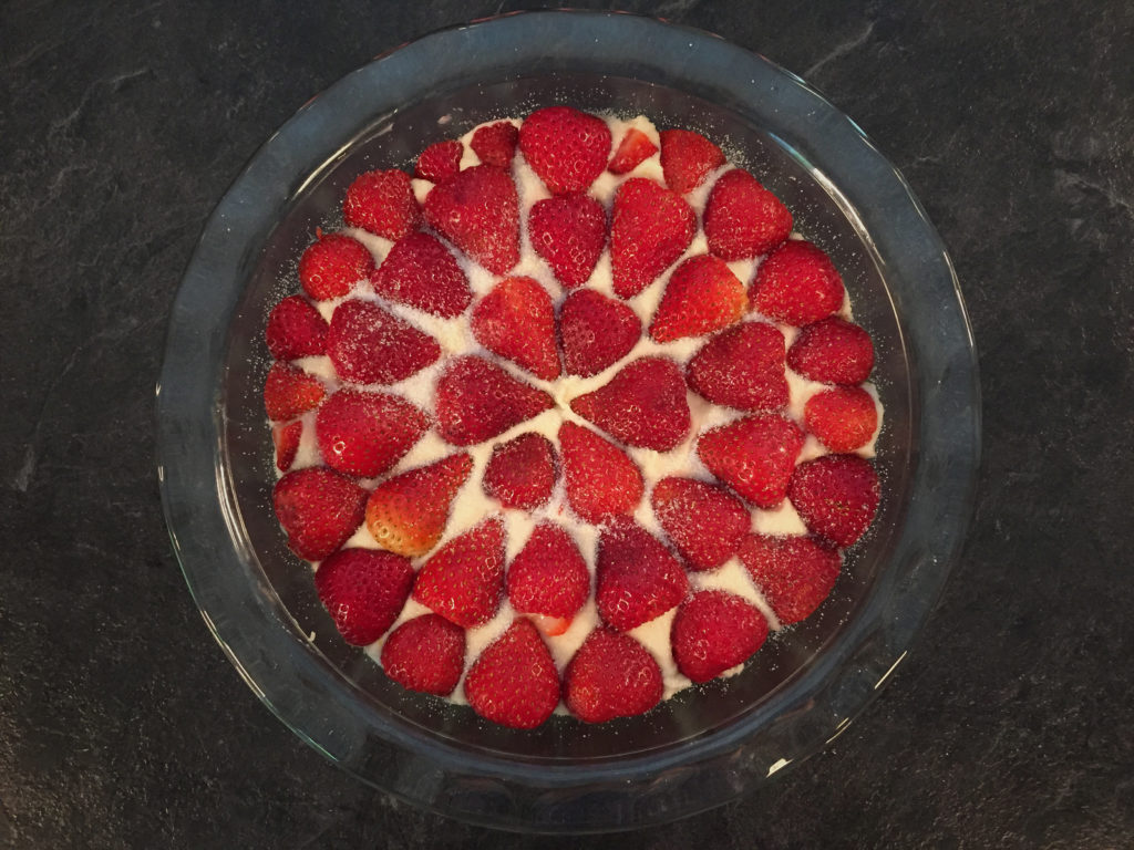 Strawberry cake ready for the oven