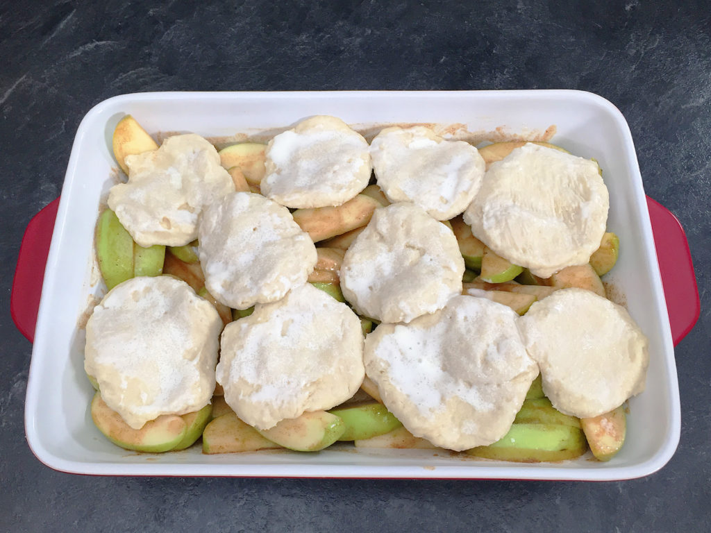 Apple cobbler ready for the oven