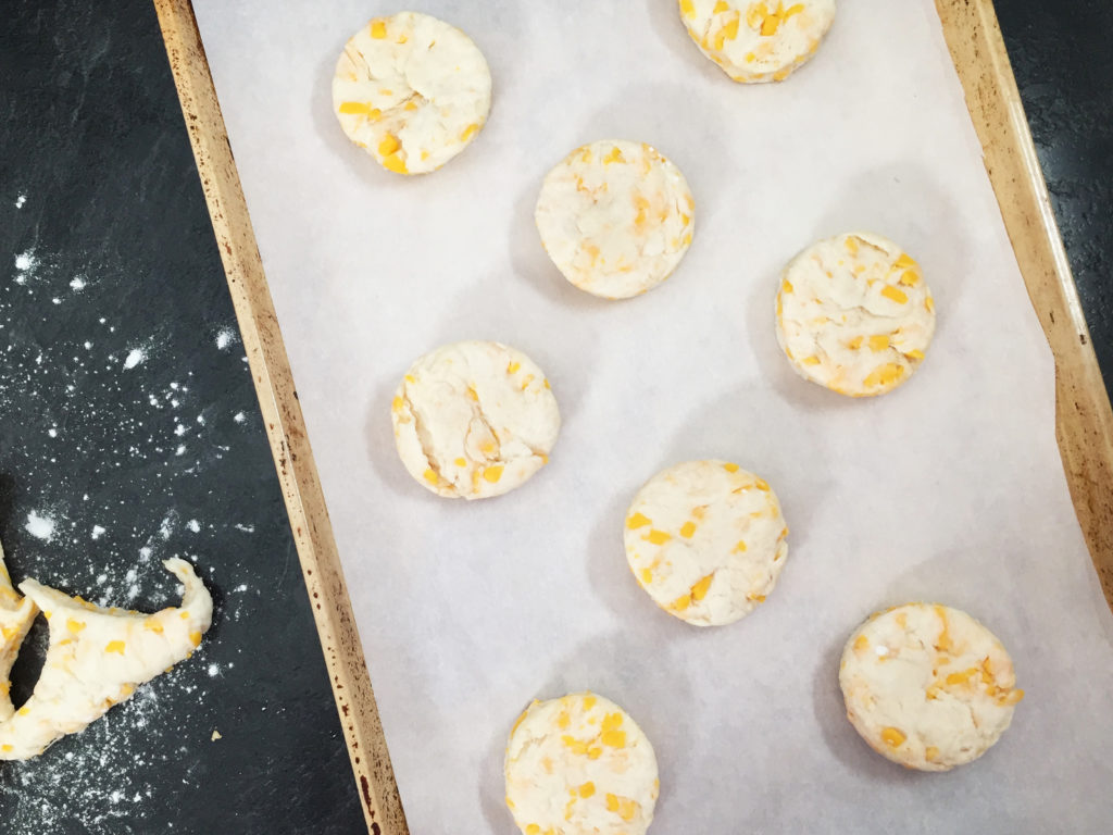 cheese biscuits ready for oven