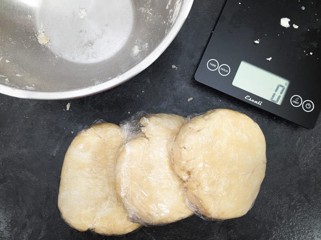 pie dough ready for fridge