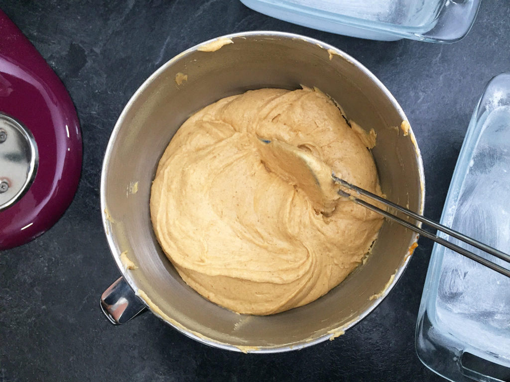 pumpkin spice pound cake batter