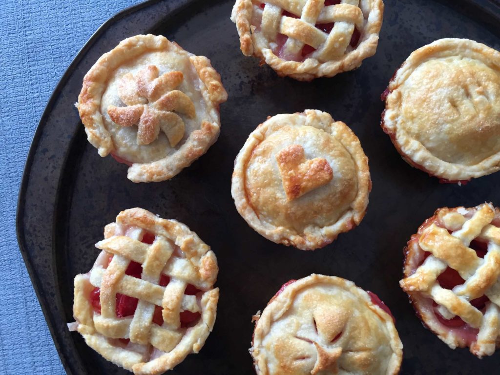 The mini sour cherry pies fresh from the oven