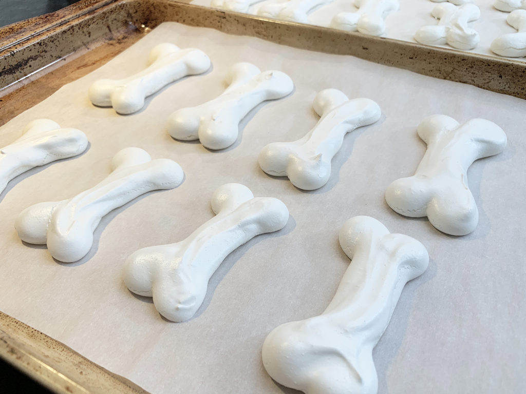 meringue bones from the oven