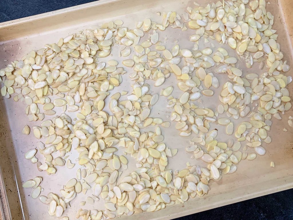a tray of toasted almonds