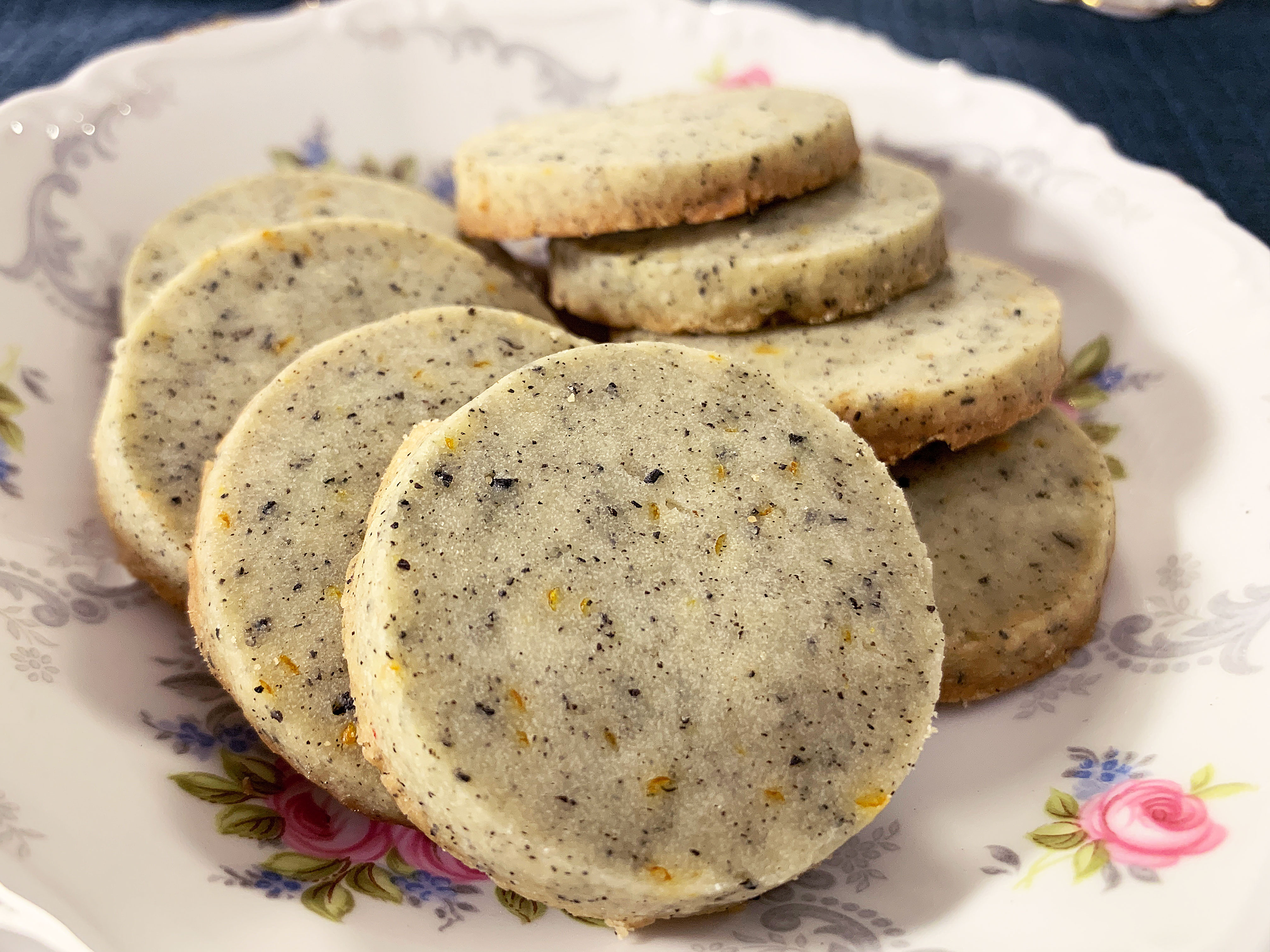 earl grey tea cookies on a fancy plate
