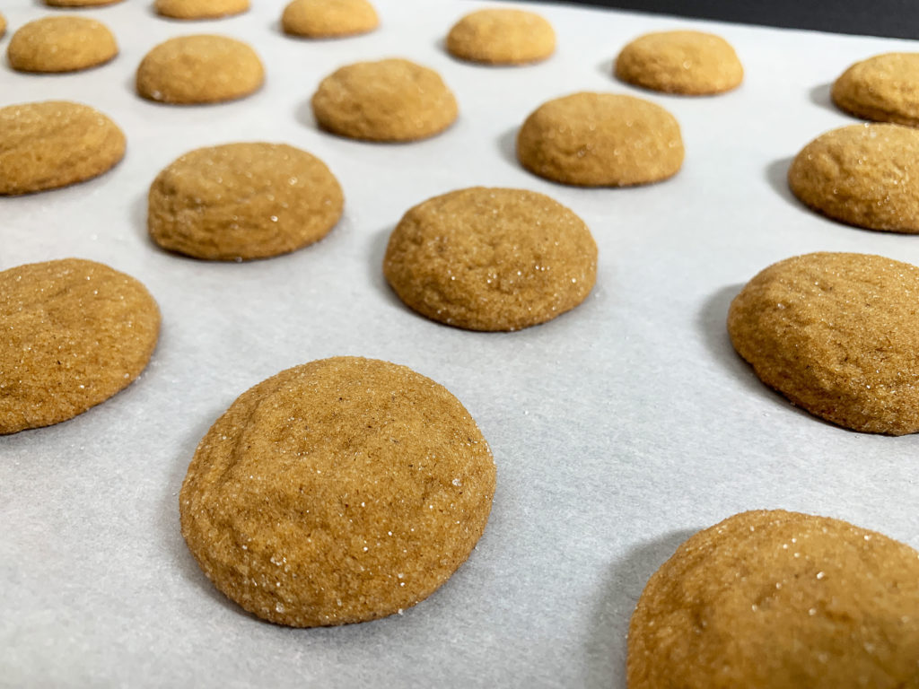 tray of baked ginger cookies