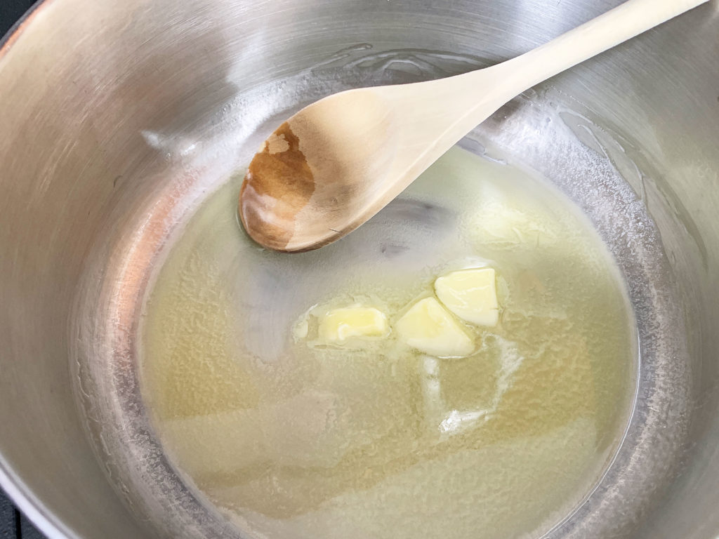 butter melting in saucepan
