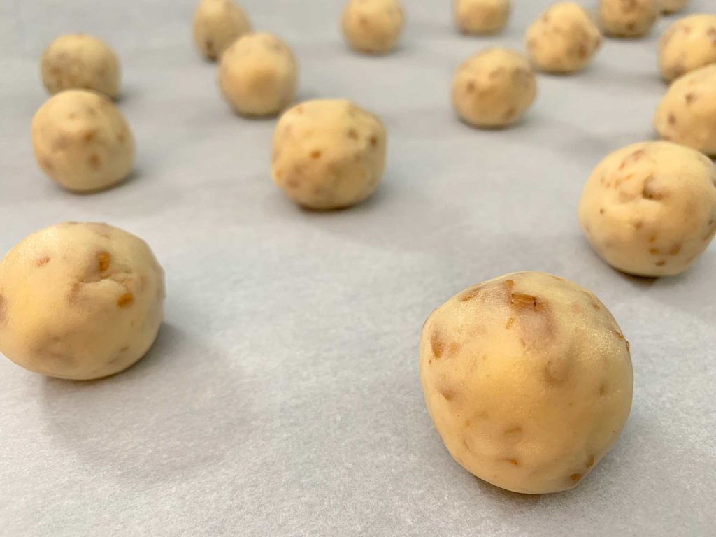 dough rolled into balls