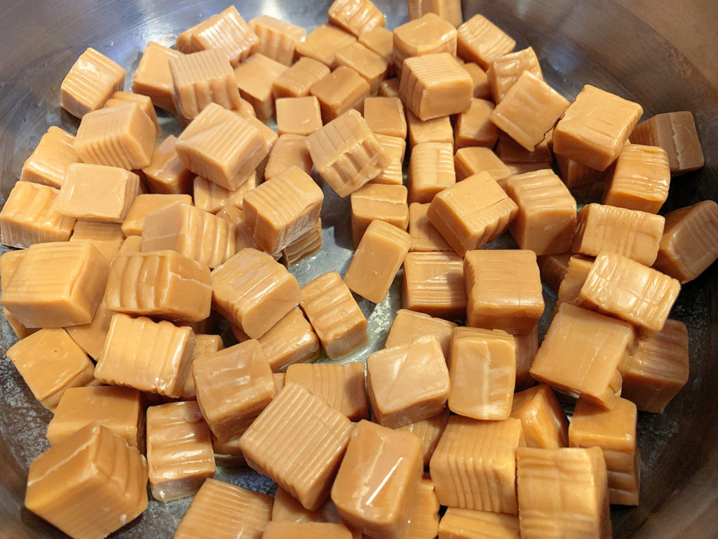 caramels in the pot, ready for melting