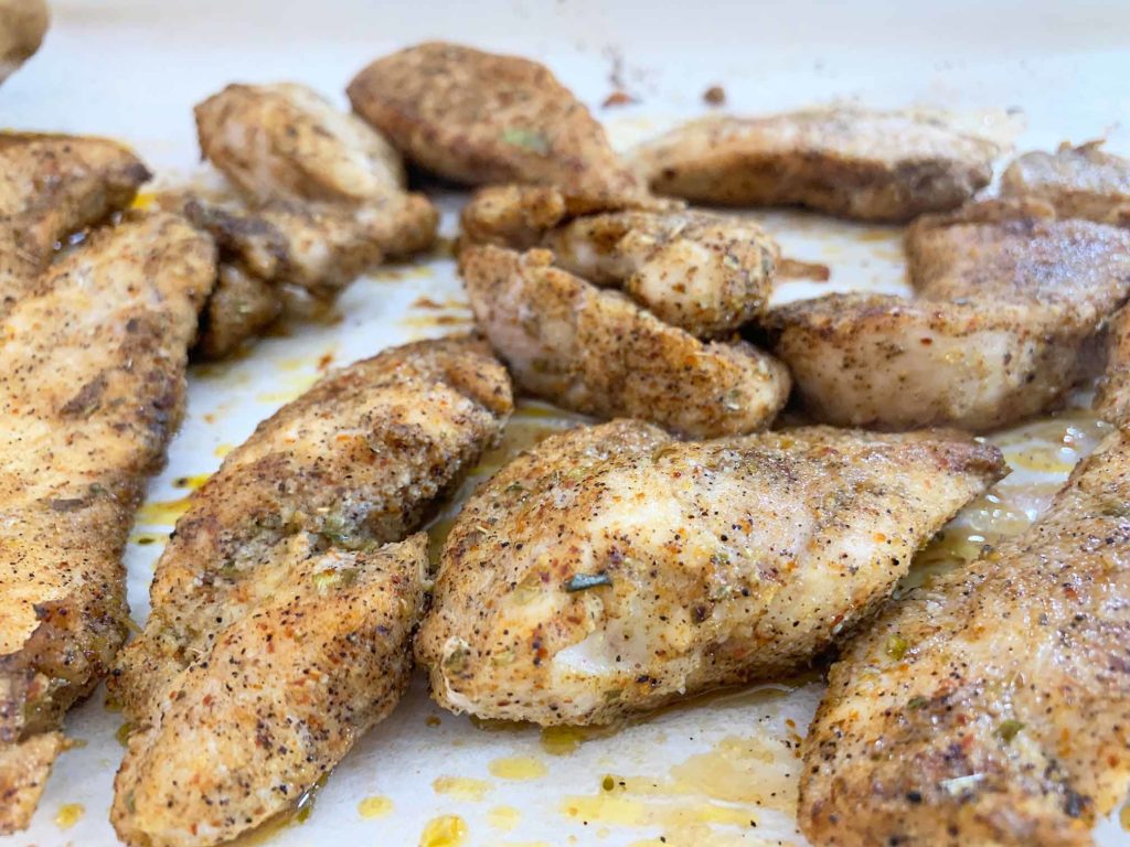 roasted chicken breasts, seasoned with spices