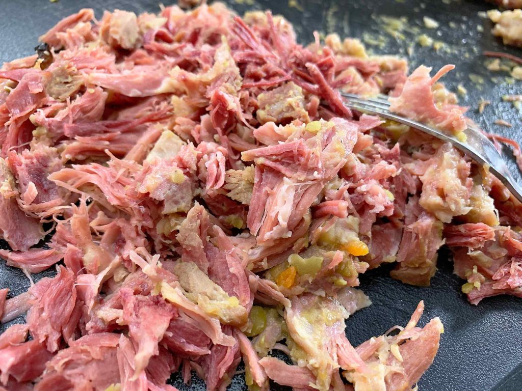 ham cut off the bone and shredded