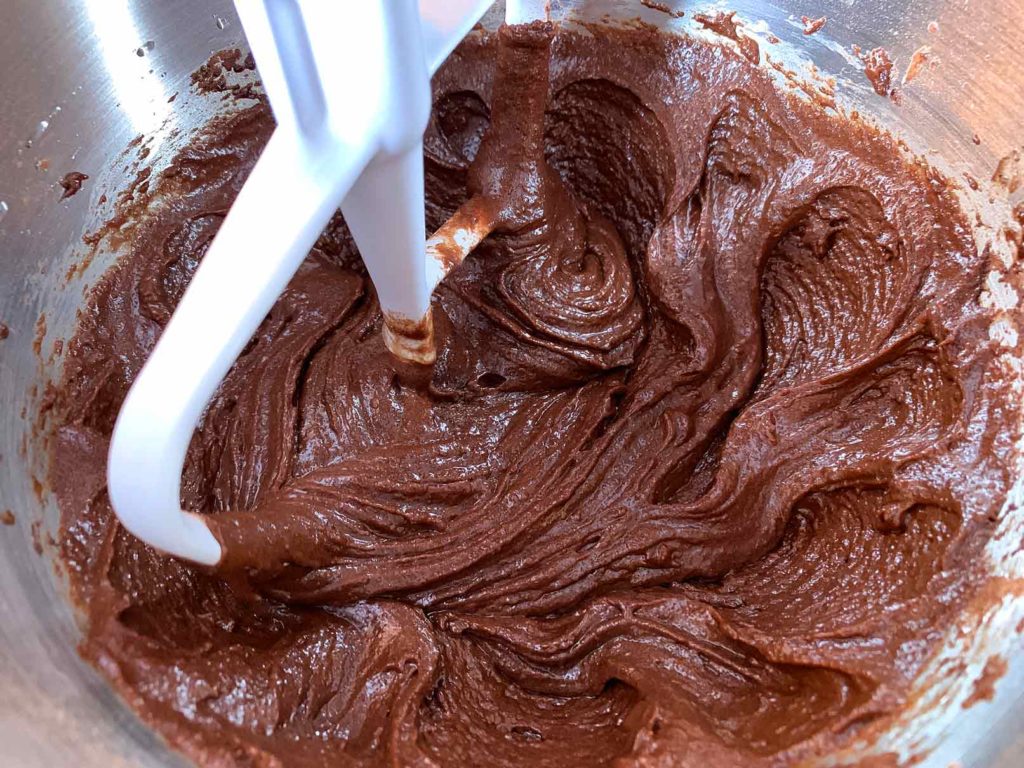 Chocolate cupcake batter in a bowl