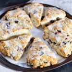 Close up of blueberry lemon scones