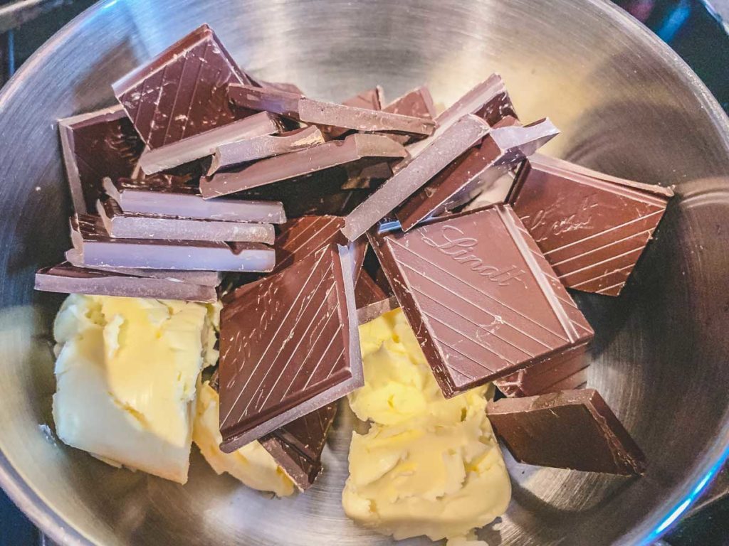 chocolate and butter in a bowl