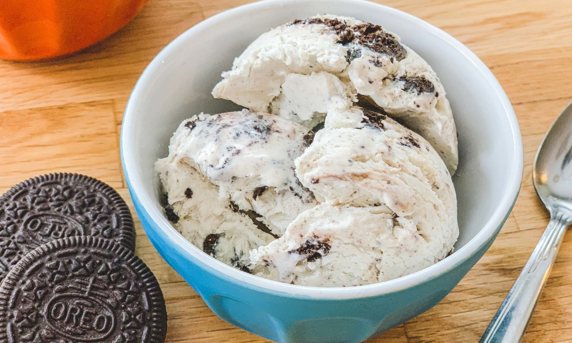 close up of oreo ice cream in a bowl