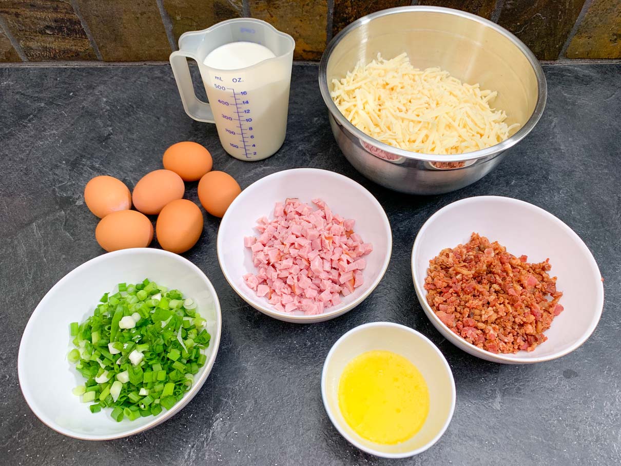 quiche ingredients on counter