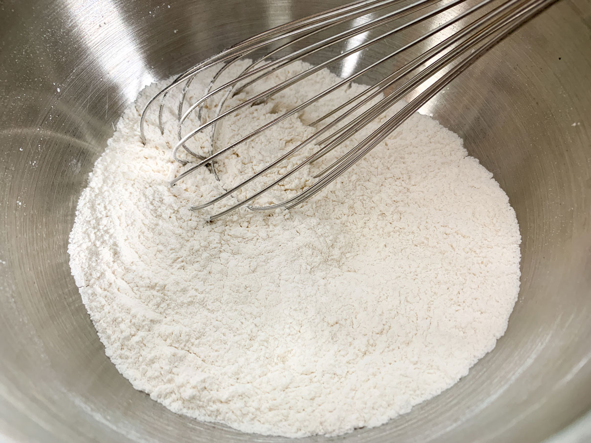 Dry ingredients whisked together in a bowl