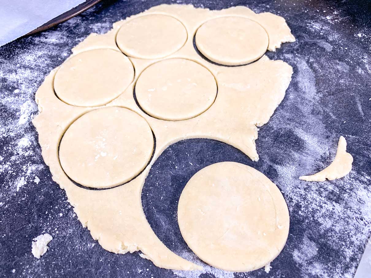 dough cut into circles