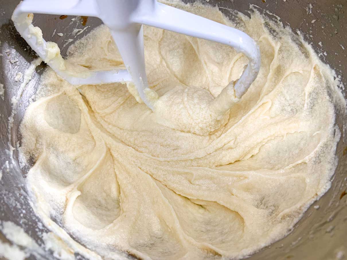 batter after mixing in the almond and vanilla extract