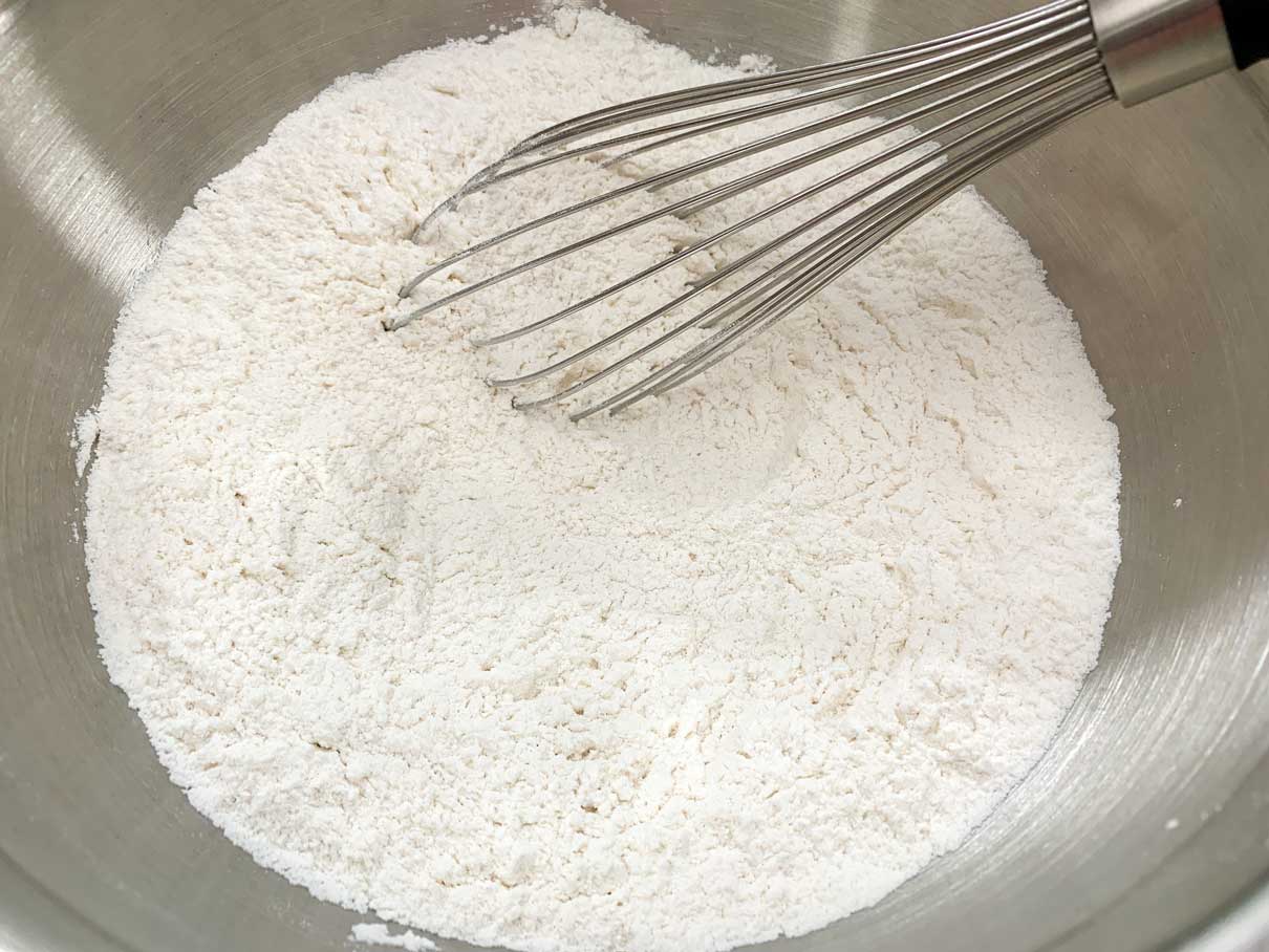 dry ingredients whisked together in a bowl