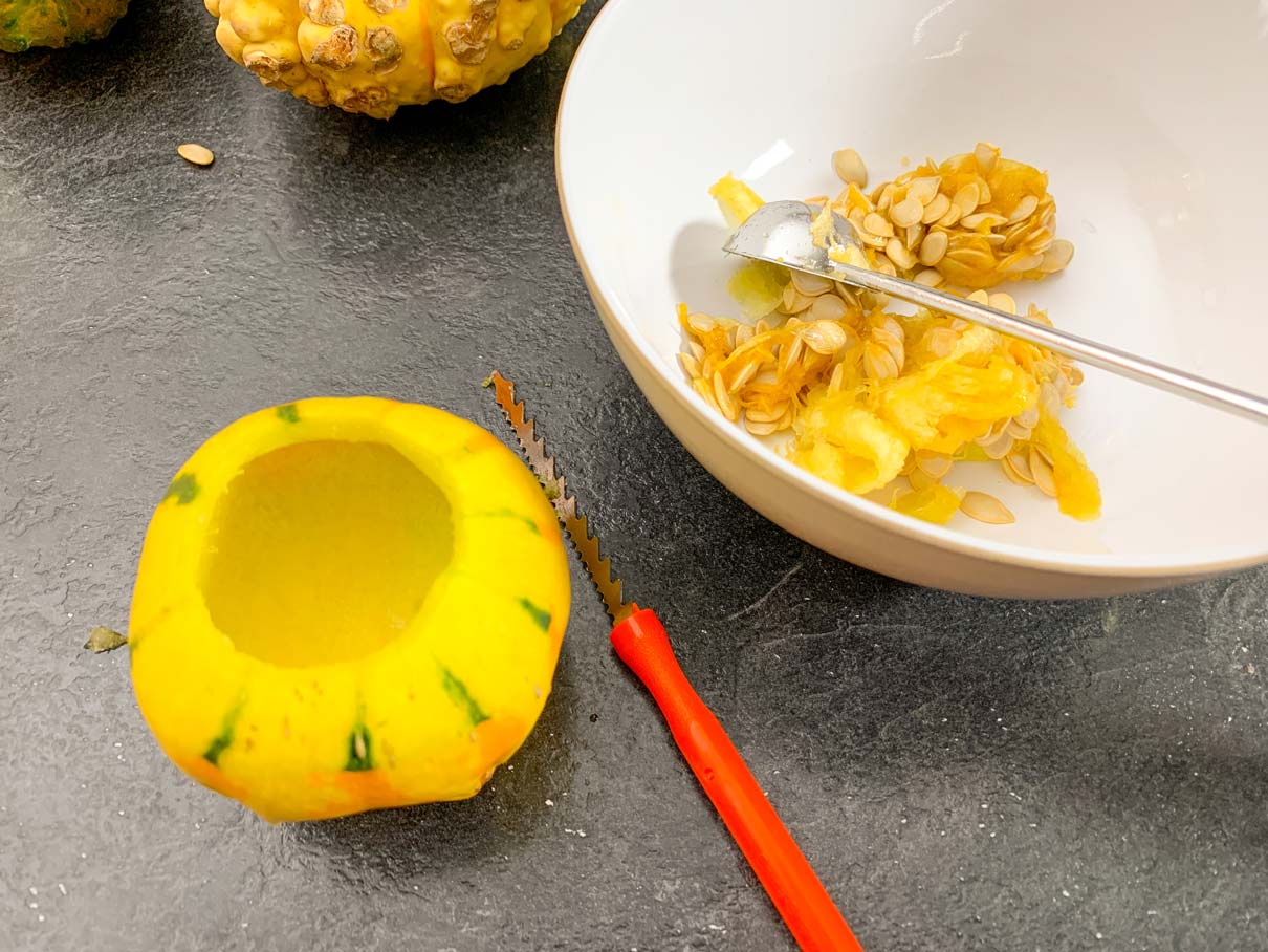 gourd with a tea light sized hole cut out the top, and the seeds scooped out