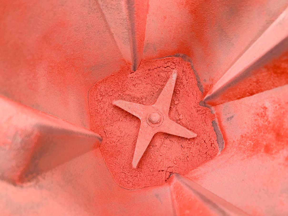 Freeze dried strawberries after being blended up into a powder