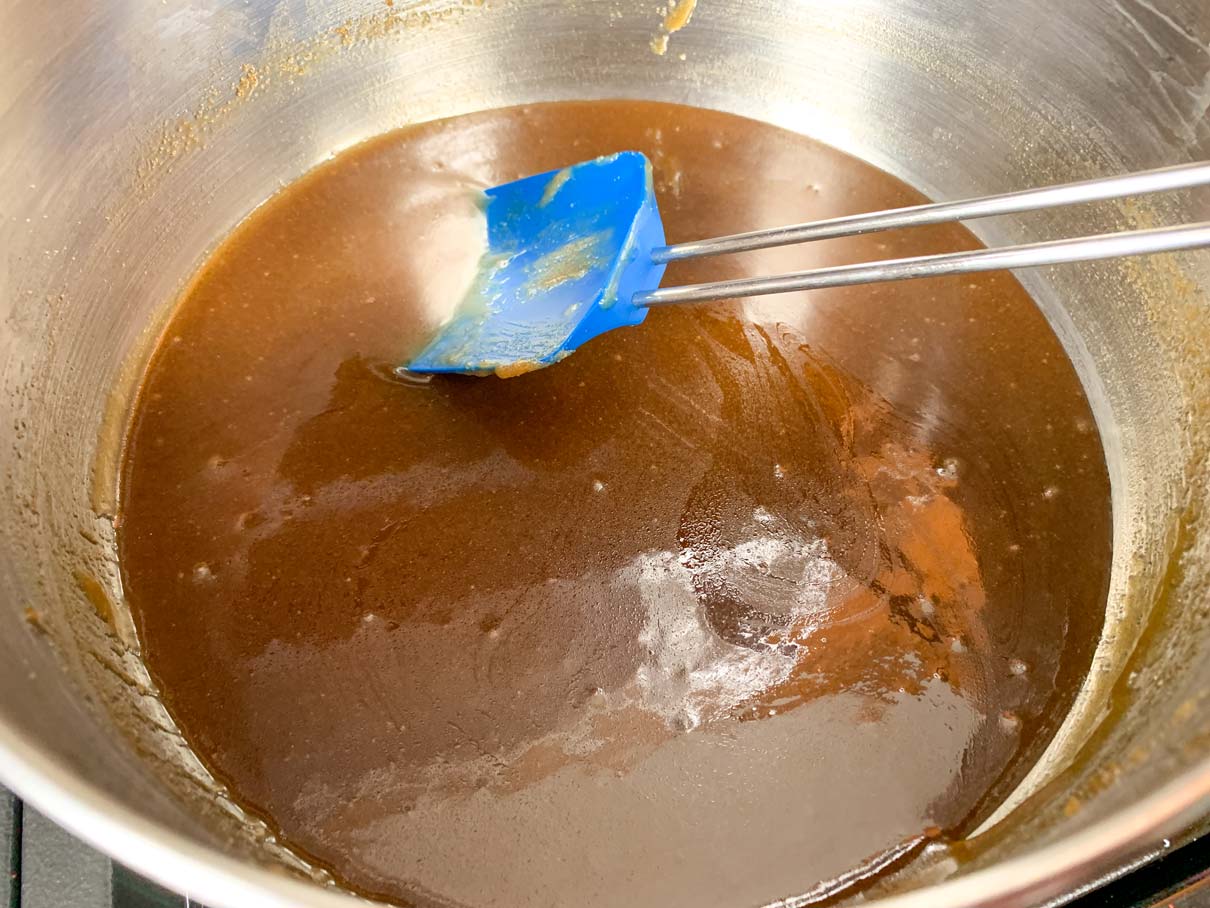 Brown sugar and butter melted together in a saucepan
