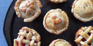 The mini sour cherry pies fresh from the oven