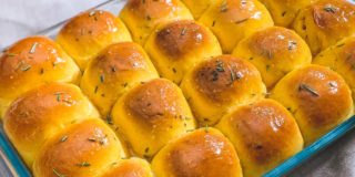 Fresh baked rosemary sea salt sweet potato rolls